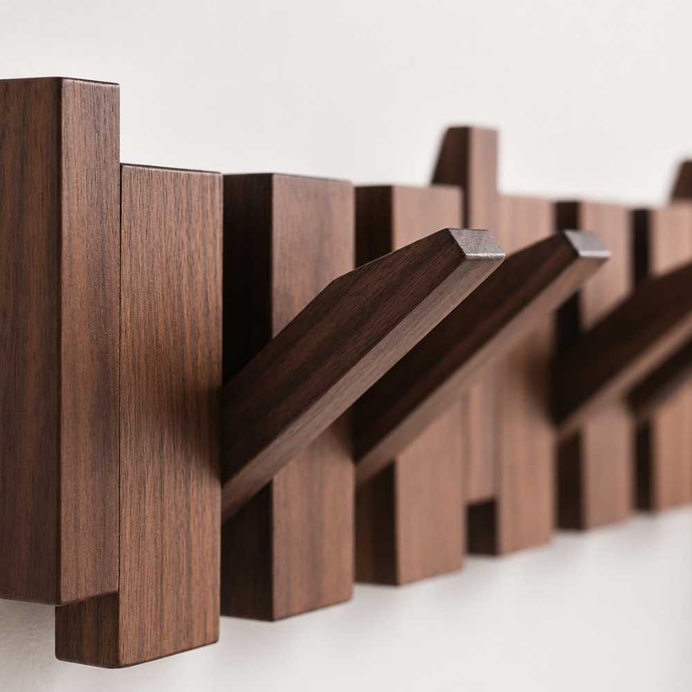 Porte-manteau mural en bois — Design piano