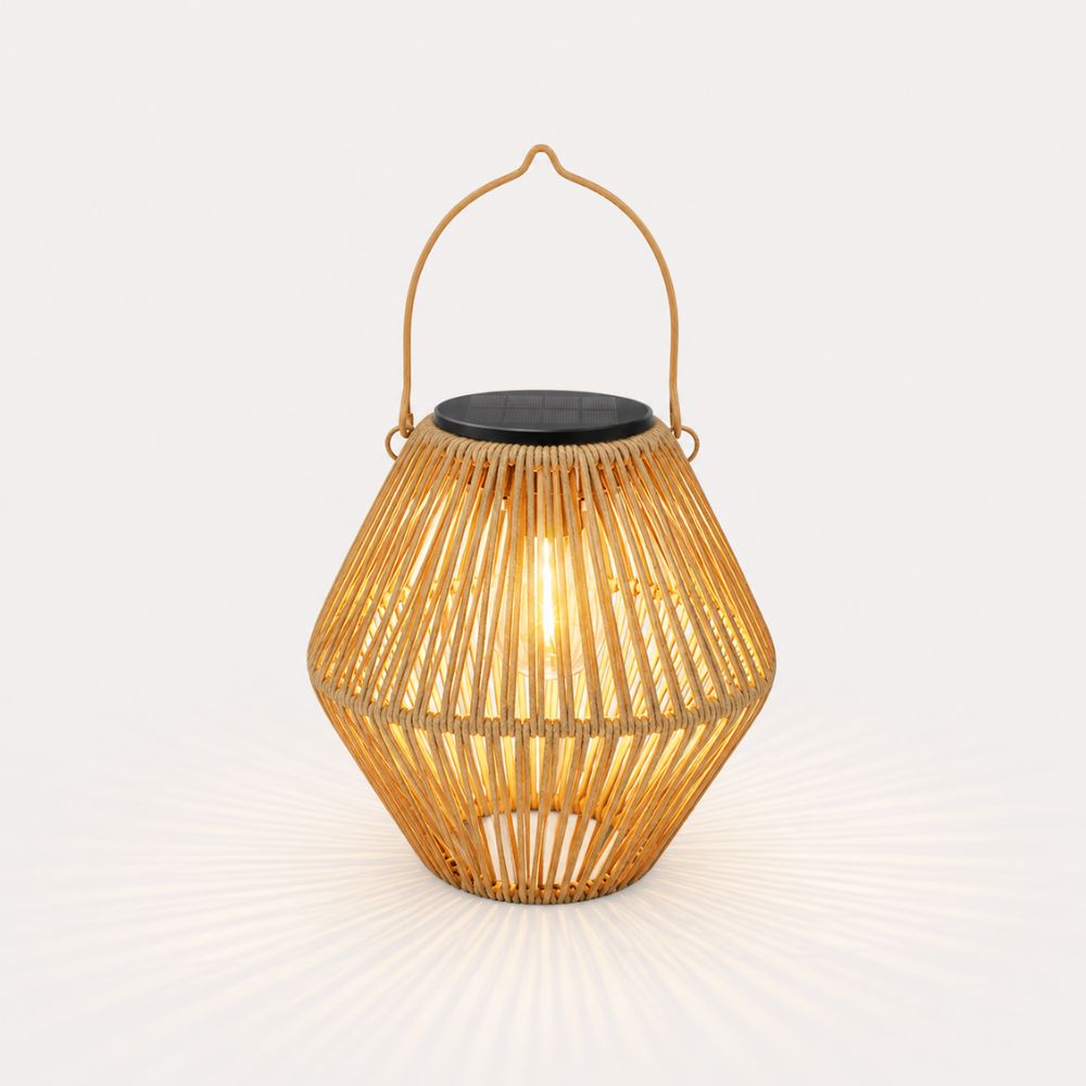Lanterne solaire en rotin