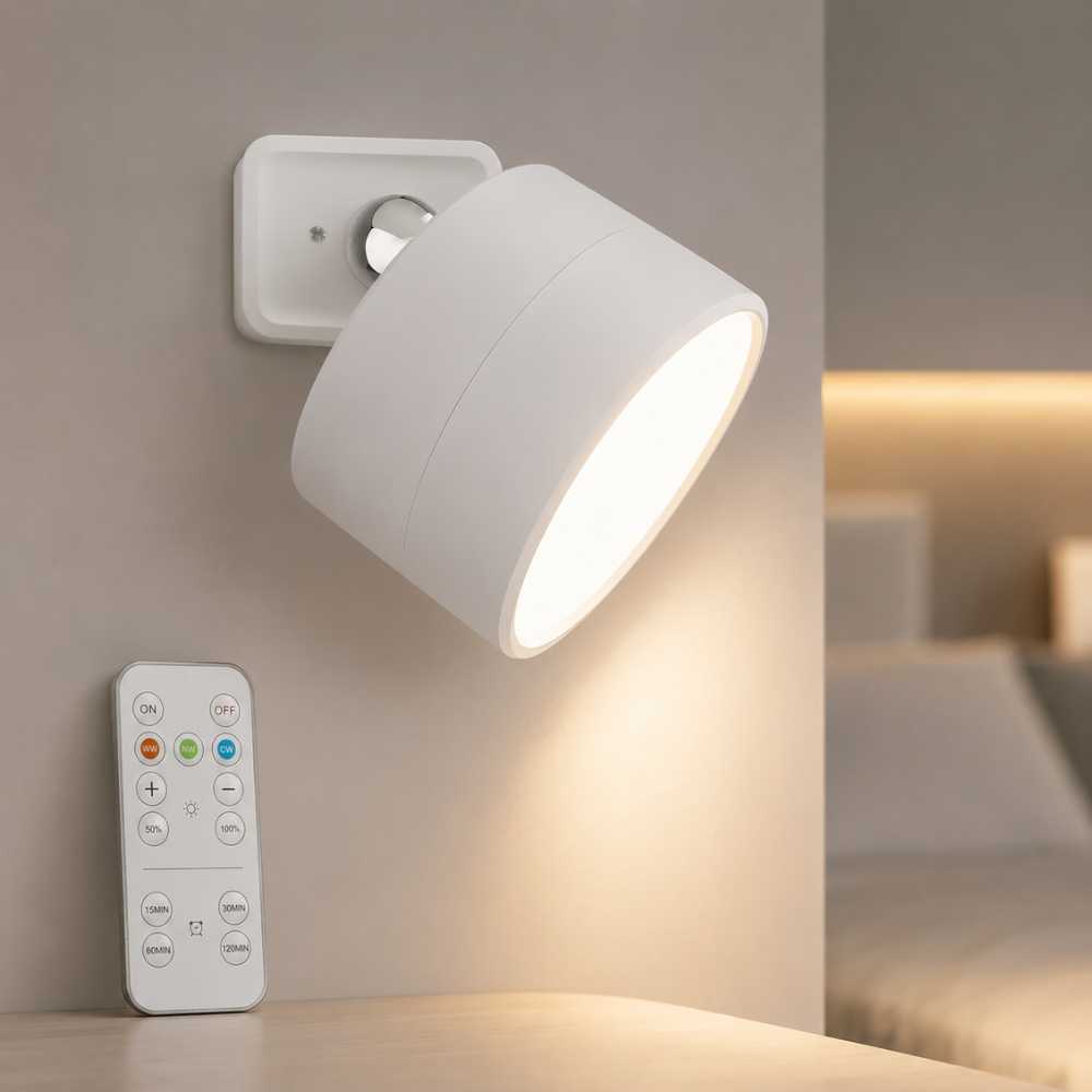 Applique murale LED blanche avec télécommande de réglage