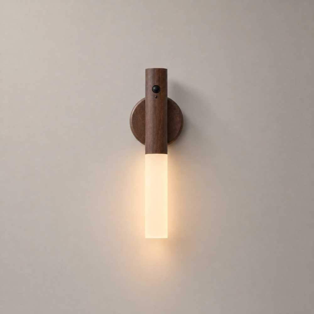 Applique murale LED finition bois foncé avec lumière chaude