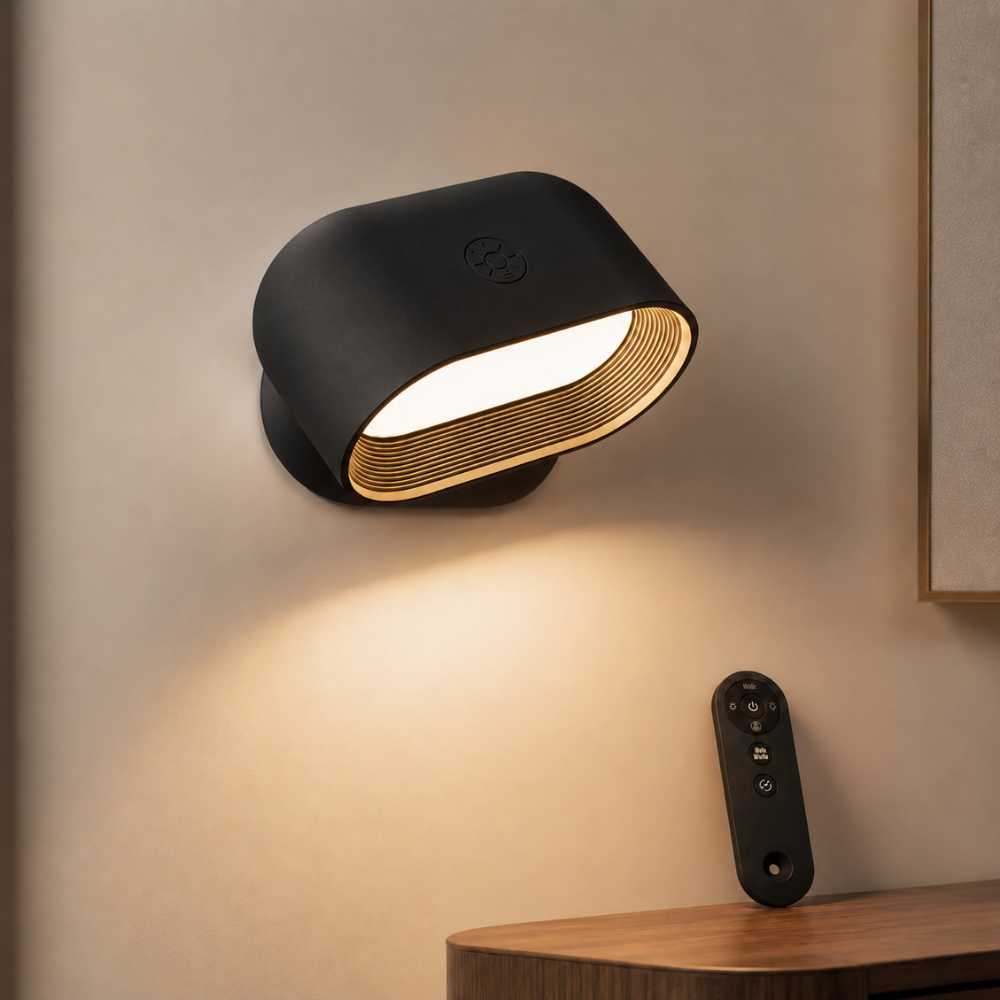 Applique murale LED noire orientable avec télécommande
