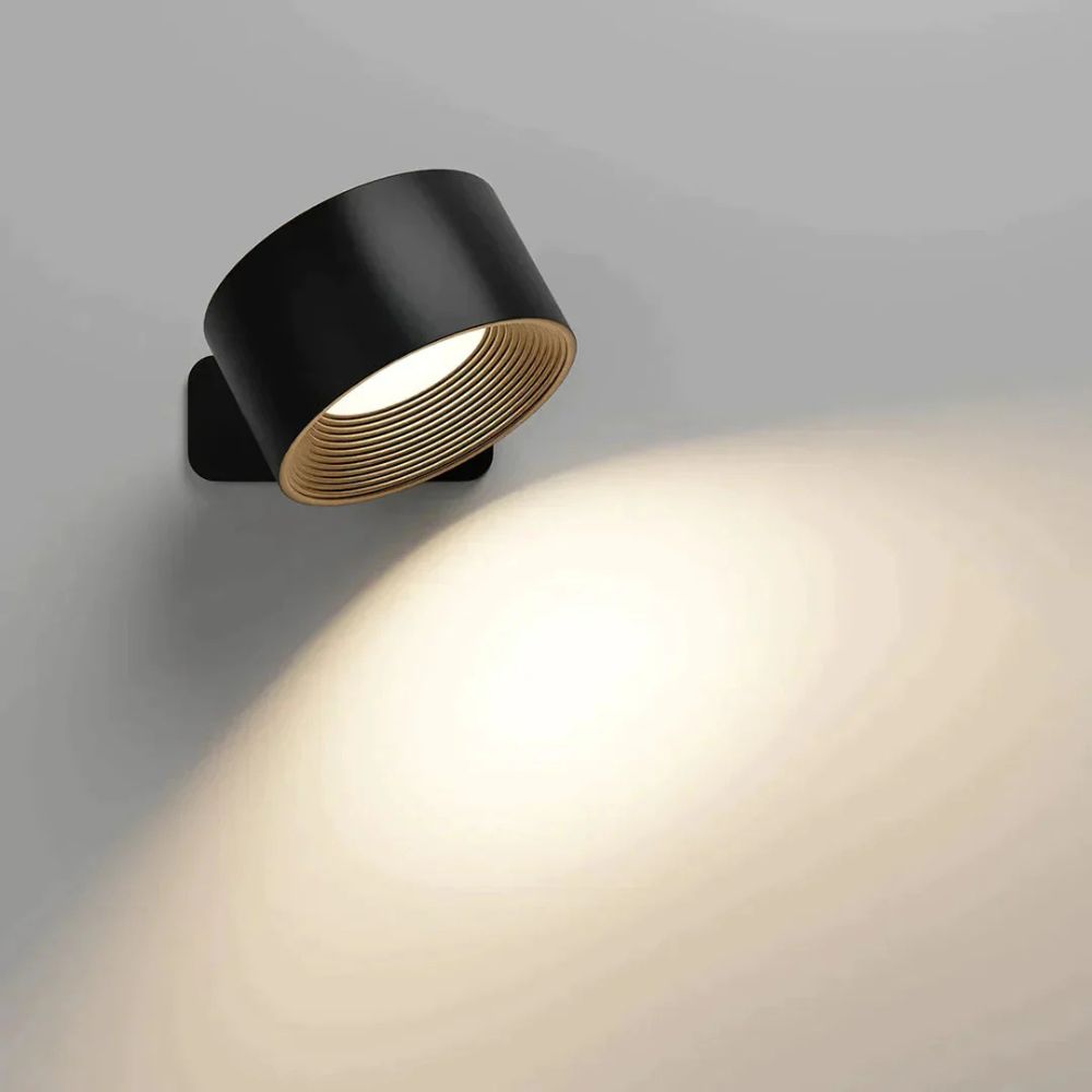 Applique murale LED orientable noire avec lumière chaude