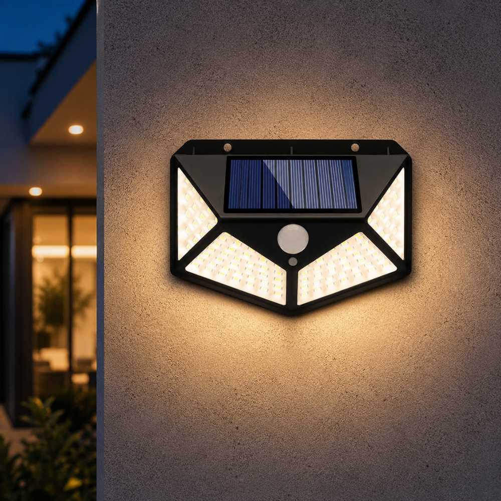 Applique murale solaire LED avec panneau solaire et détecteur de mouvement