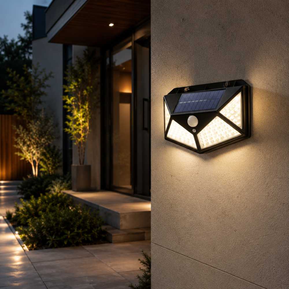 Applique murale solaire LED noire pour éclairer une entrée extérieure