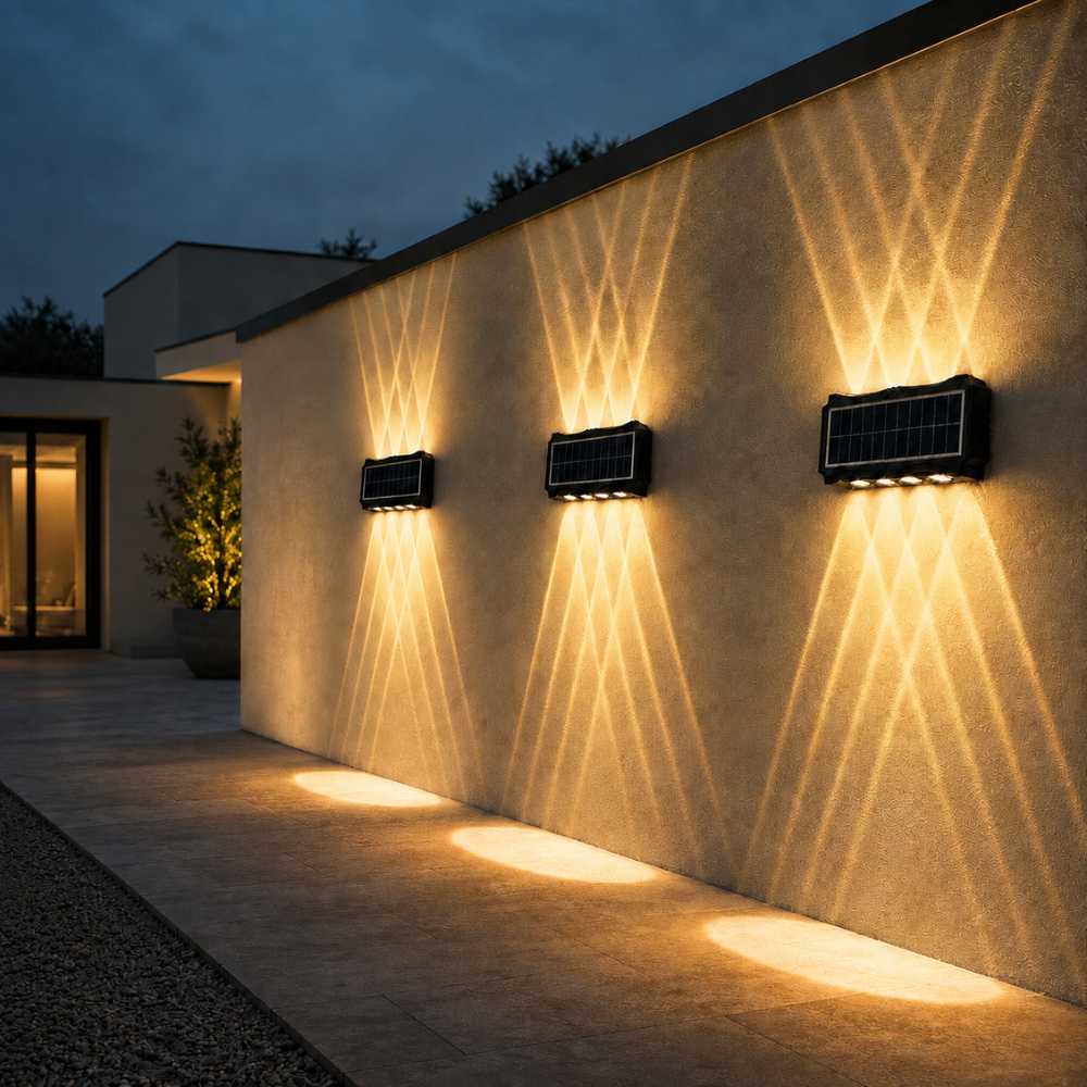 Applique murale solaire extérieure 8 LED à lumière chaude