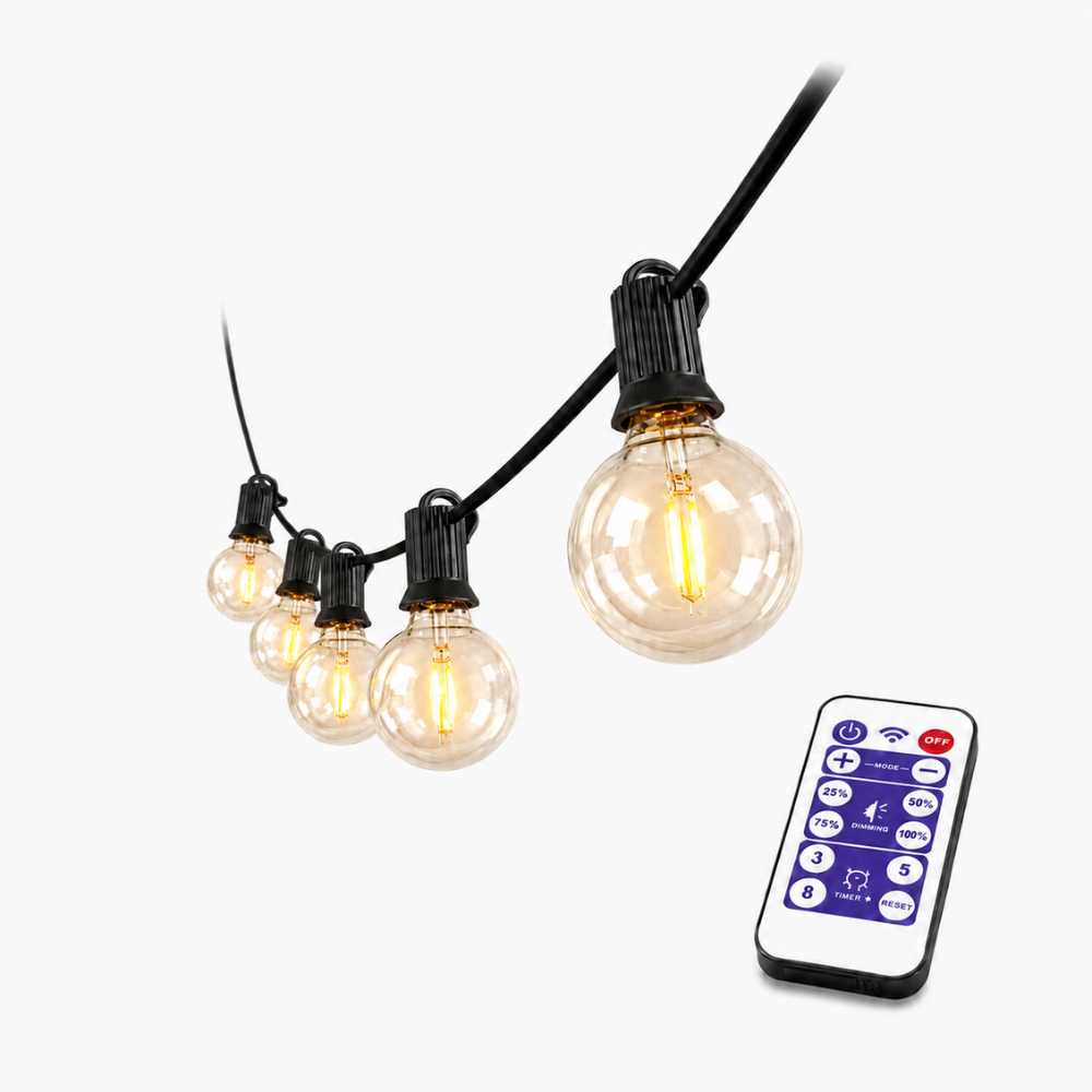 Guirlande solaire extérieure à ampoules LED avec télécommande