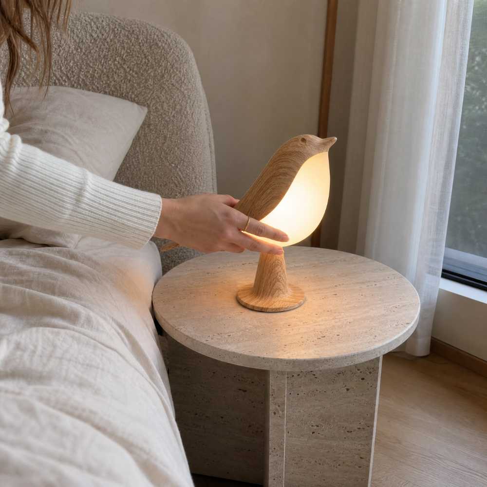 Lampe de chevet LED en forme d’oiseau avec lumière chaude