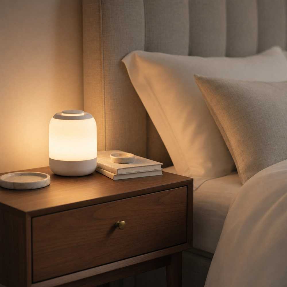 Lampe de chevet LED sans fil diffusant une lumière douce et chaleureuse