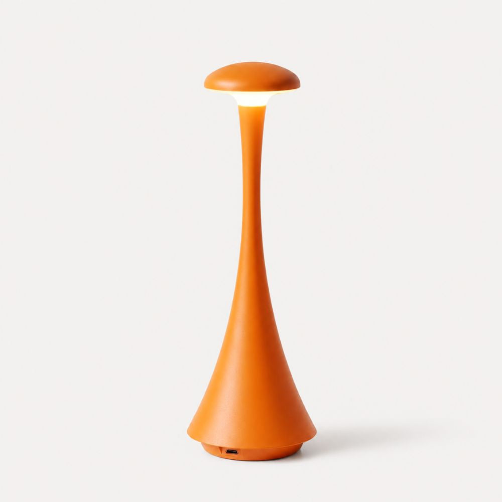 Lampe de chevet LED sans fil orange au design champignon avec port USB-C