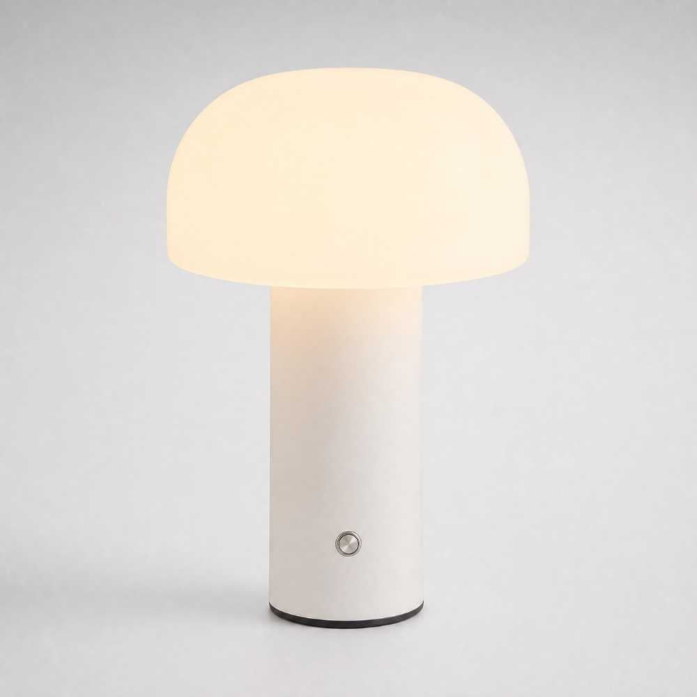 Lampe de chevet champignon blanche au design minimaliste