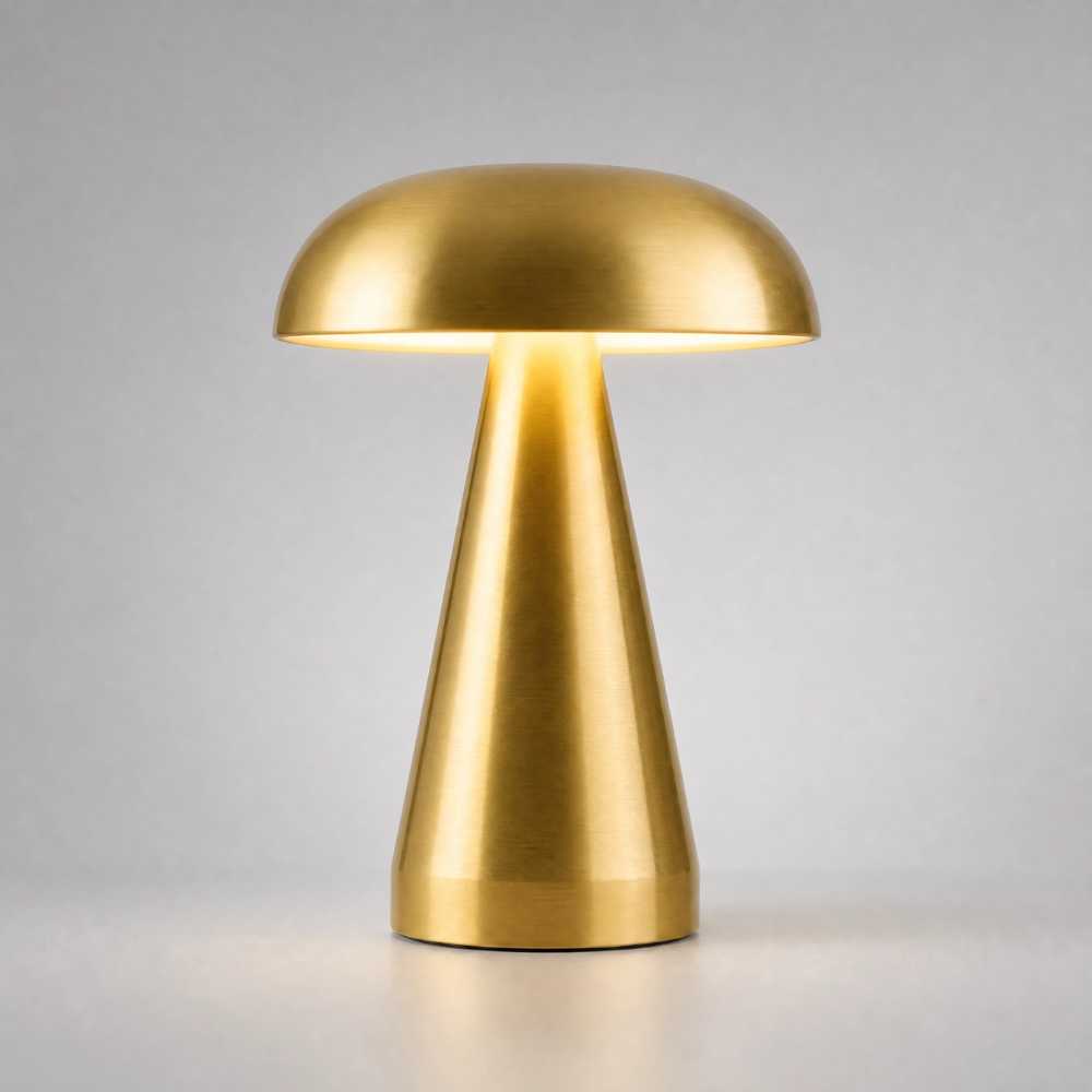 Lampe de chevet champignon dorée avec éclairage chaleureux