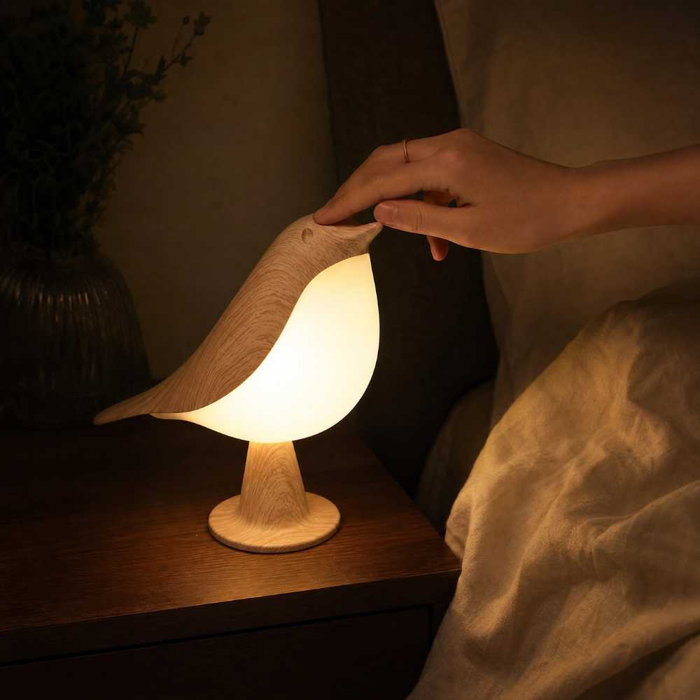 Lampe de chevet en forme d’oiseau avec commande tactile