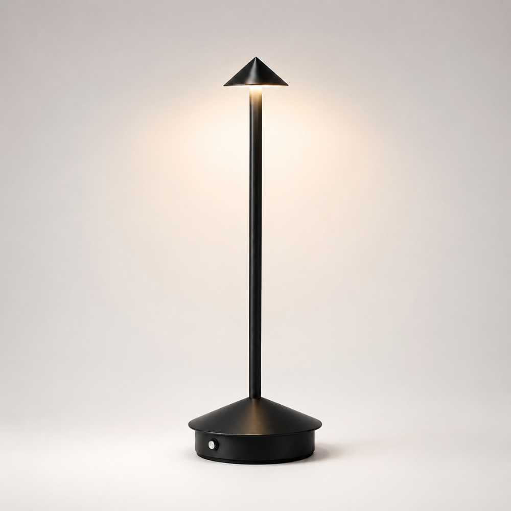 Lampe de chevet noire minimaliste avec abat-jour conique