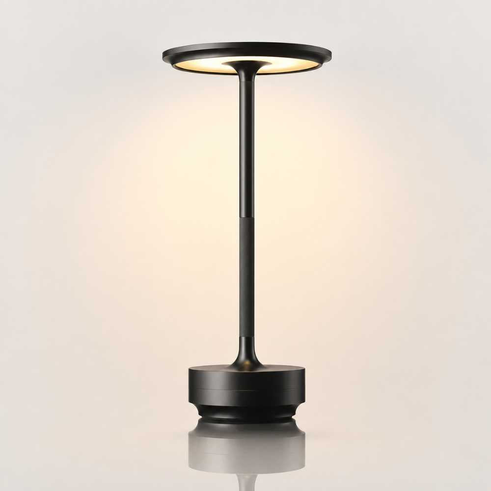 Lampe de table LED noire au design moderne et minimaliste