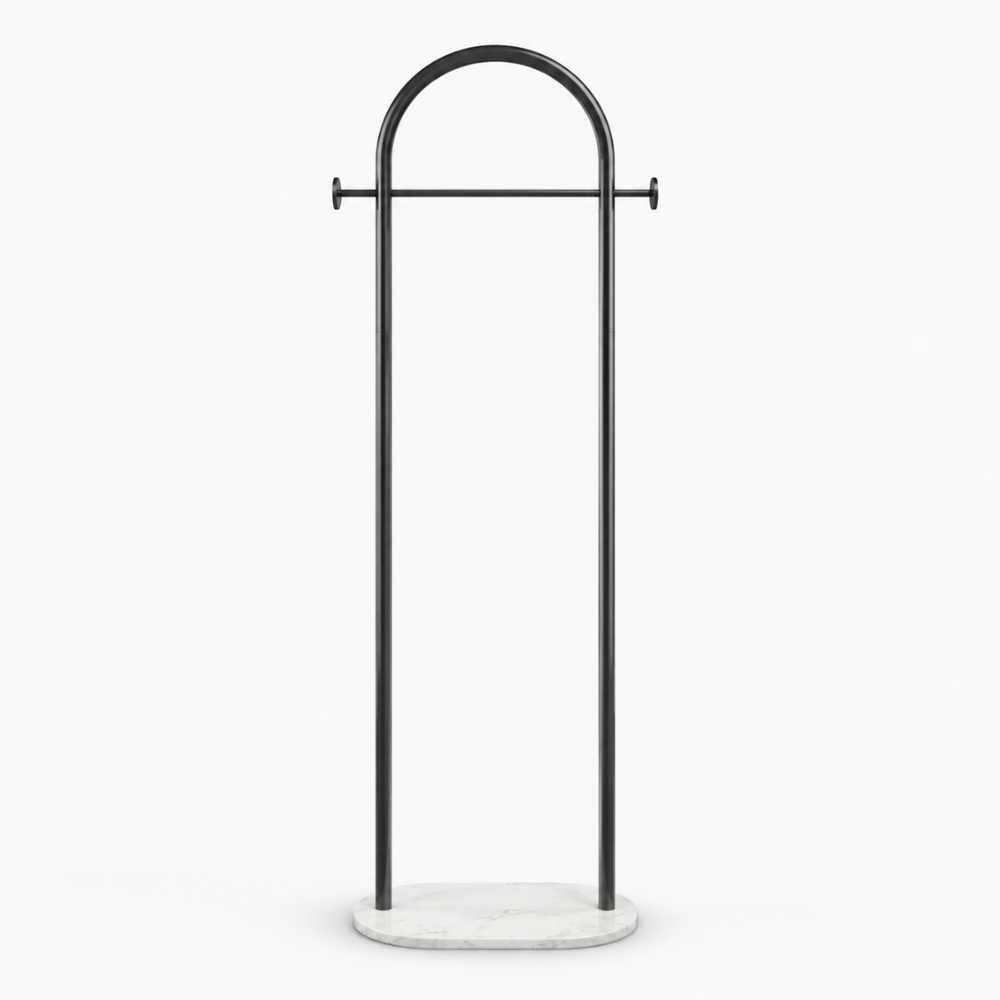 Porte-manteau sur pied noir avec structure arquée